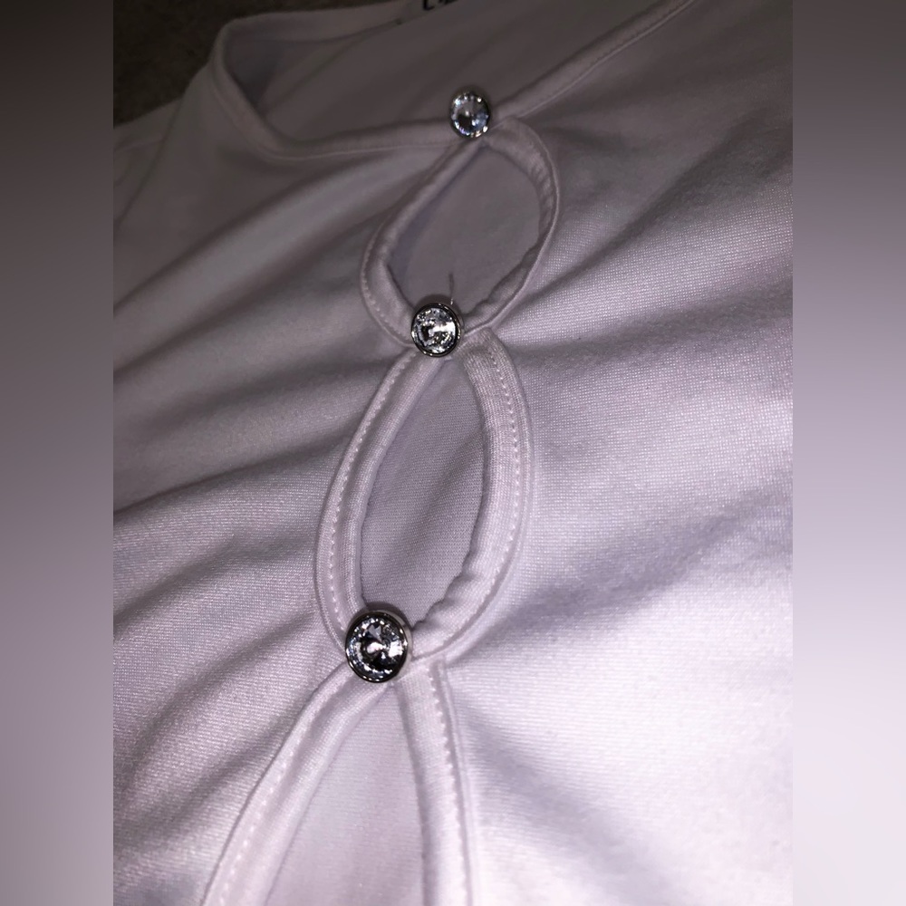 Rhinestone Button White Top - Picture 2 of 2